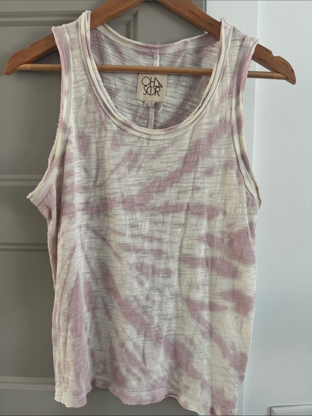 Chaser Tie-Dye Ribbed Tank Top in Pink and Cream